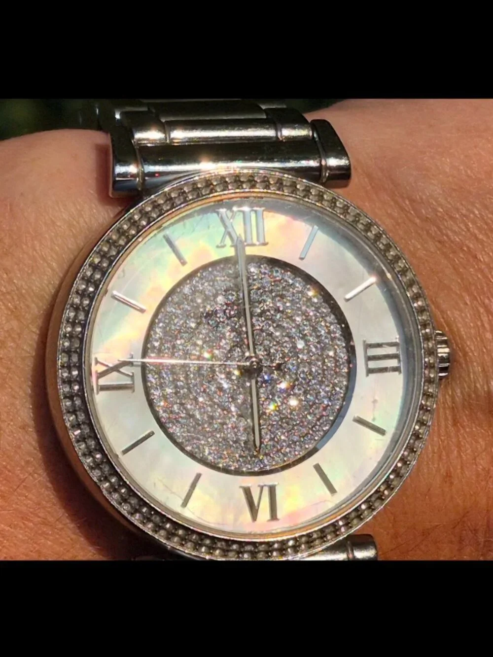 Michael kors mother of pearl and crystal watch
